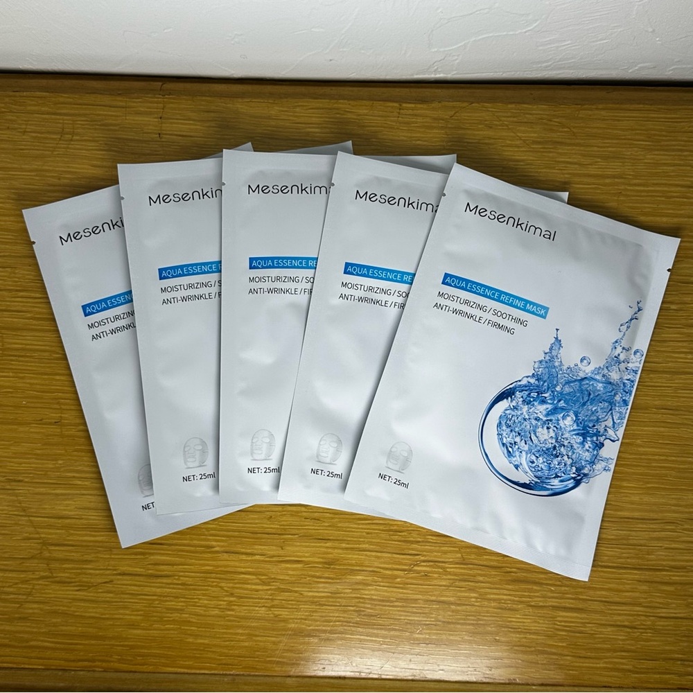 5 PACK Mesenkimal Aqua Essence Refine Facial Sheet Mask Moisturizing Soothing